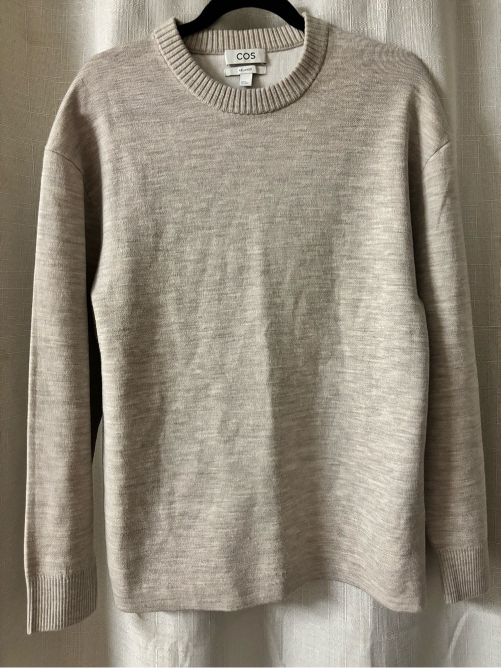 COS Neutral Crewneck Wool Blend Sweater in Light Beige